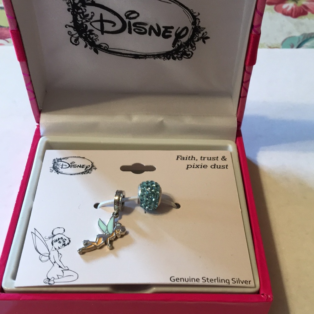 Tinker bell and blue zirconia bead charms